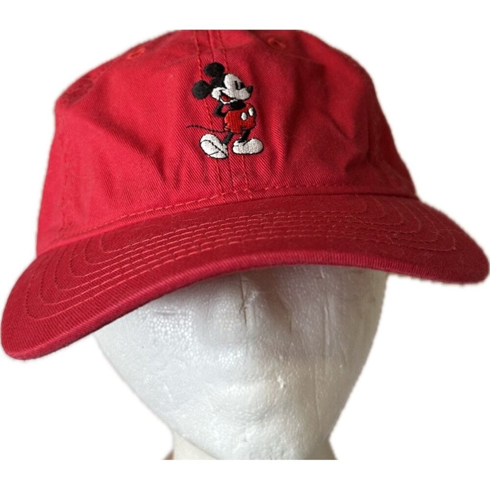 Disney MICKEY MOUSE Embroidered Logo OSFM Red 100% Cotton Cap Hat